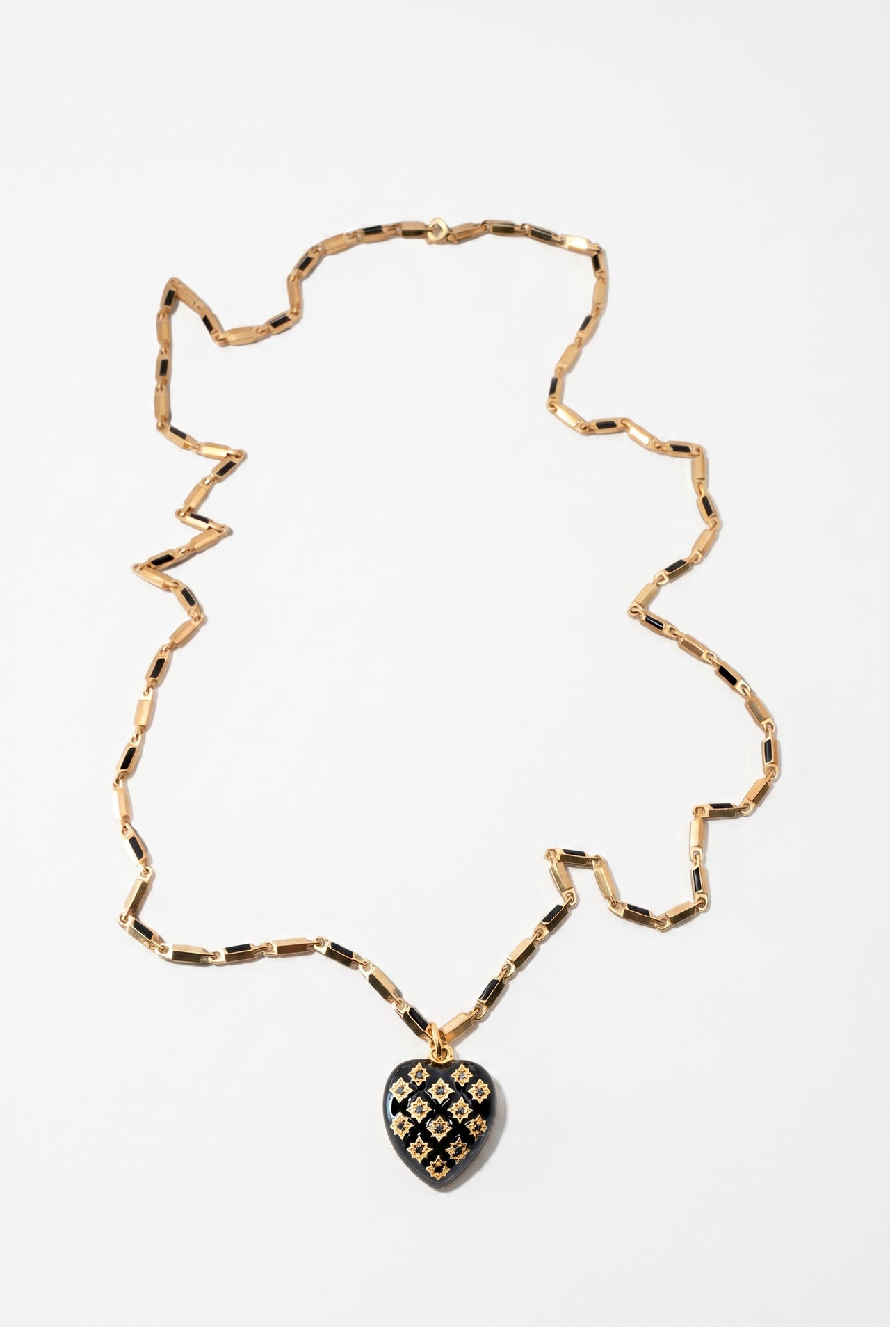 Heart Necklace Black Diamond Black Enamel