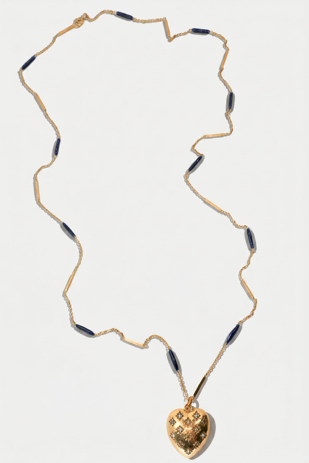 White Diamond Pearl Heart Necklace Enamel