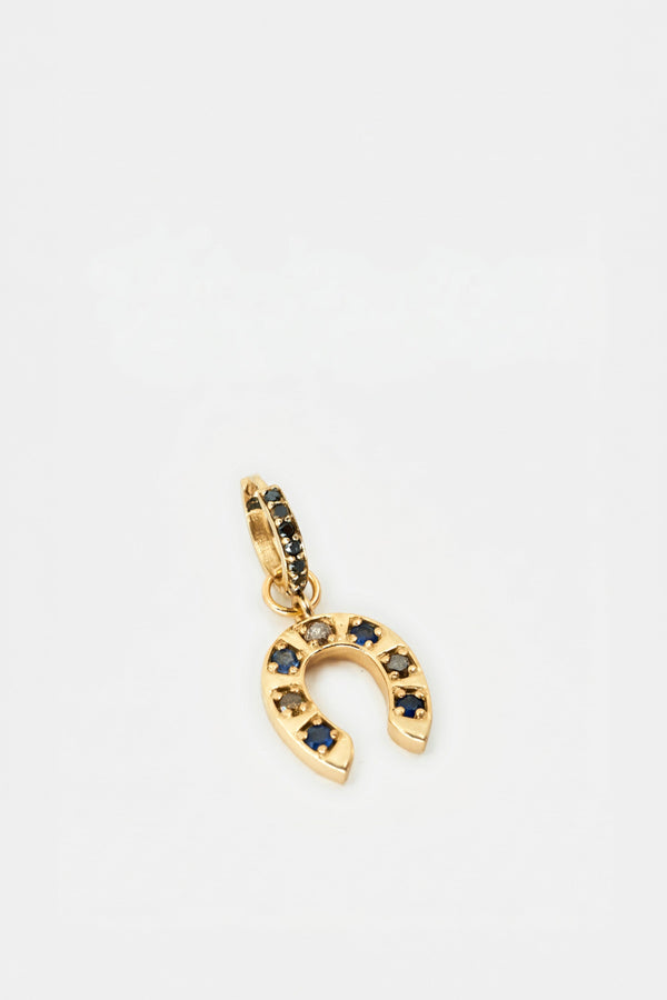 Horseshoe Earring Blue Sapphire Hoop