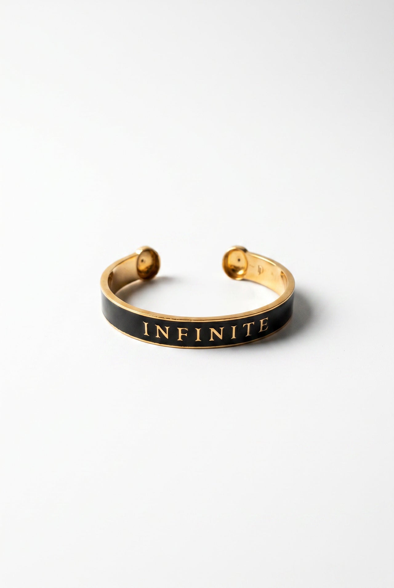 Black Enamel Cuff Infinite French Lily White Diamond Bracelet