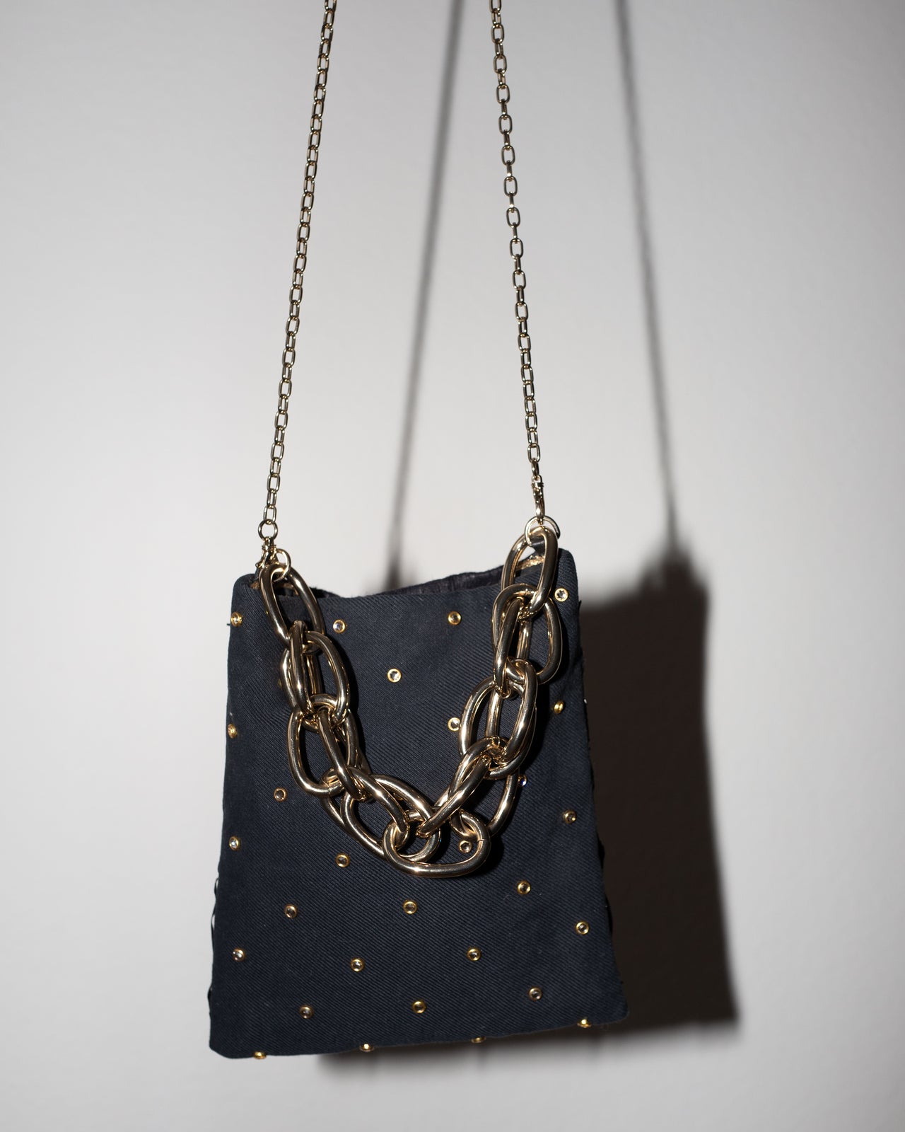 Bag with Swarovski Crystals French Workwear Gold Chain