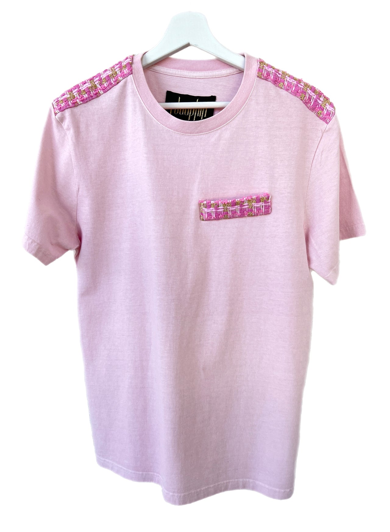 Pink Gold Lurex Tweed Light Pink T-shirt Organic Cotton