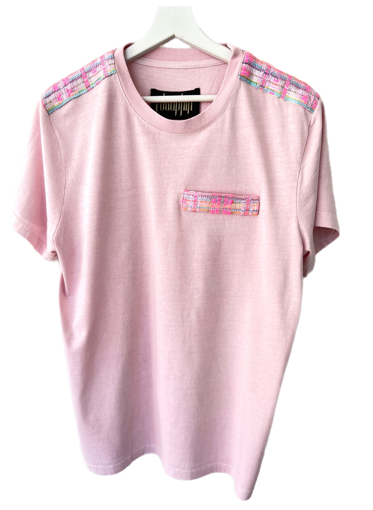 Neon Pink Mint Green Tweed Light Pink T-shirt Organic Cotton