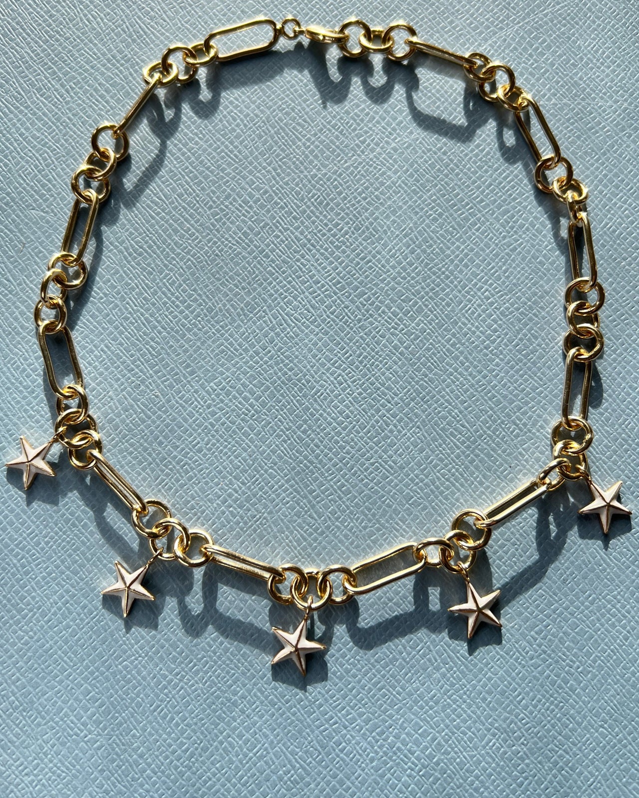 Star Charm Choker Necklace with White Enamel