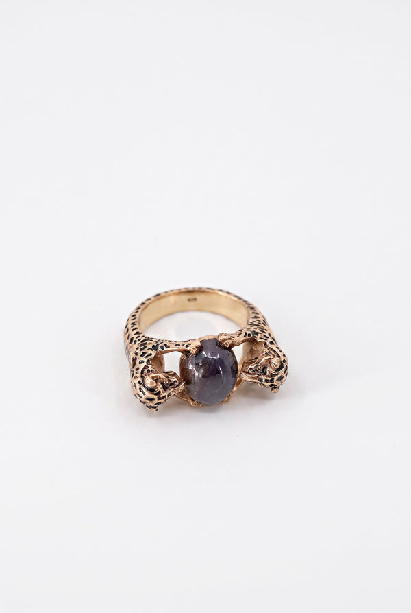 Jaguar Ring Blue Sapphire Black Enamel