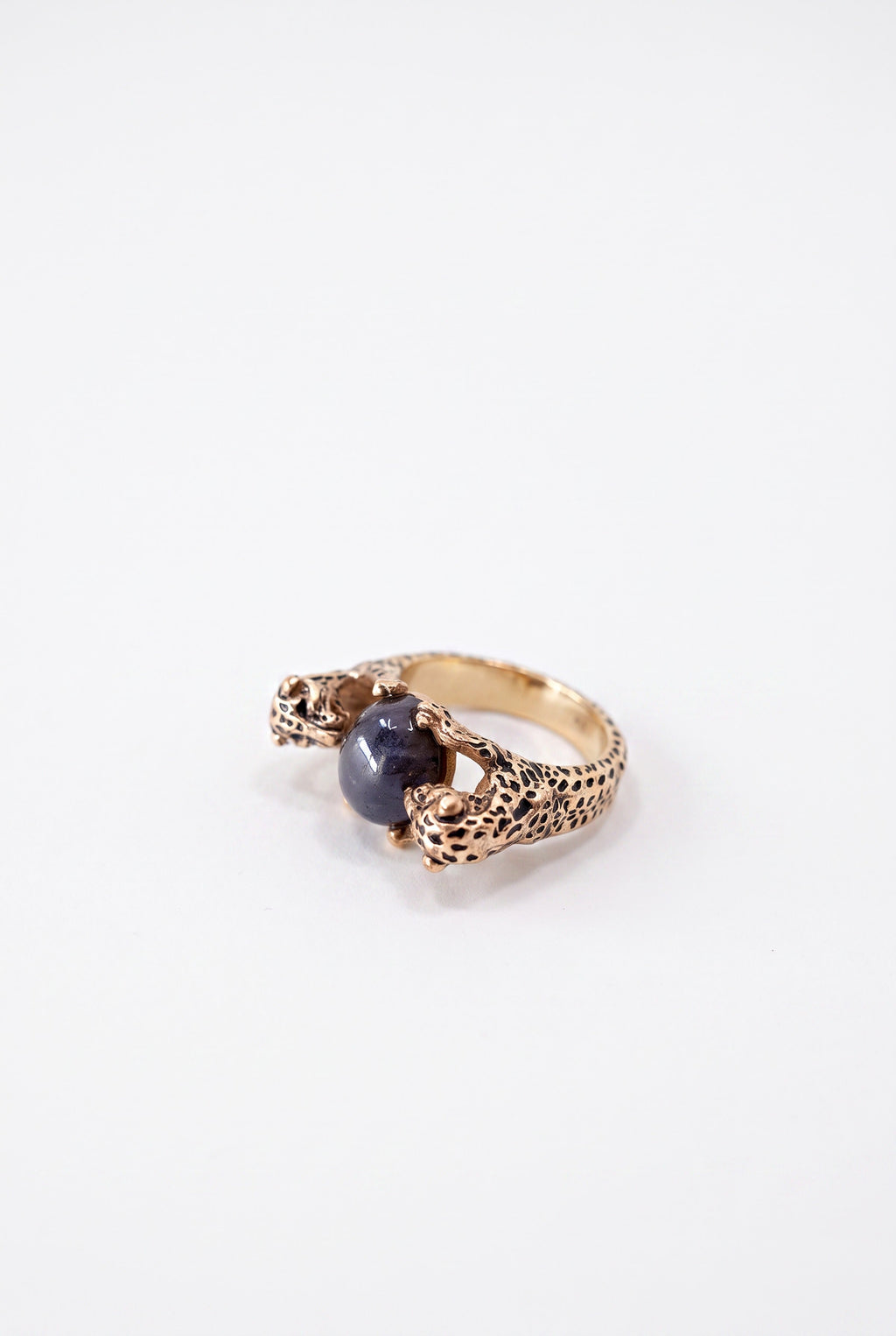 Jaguar Ring Blue Sapphire Black Enamel