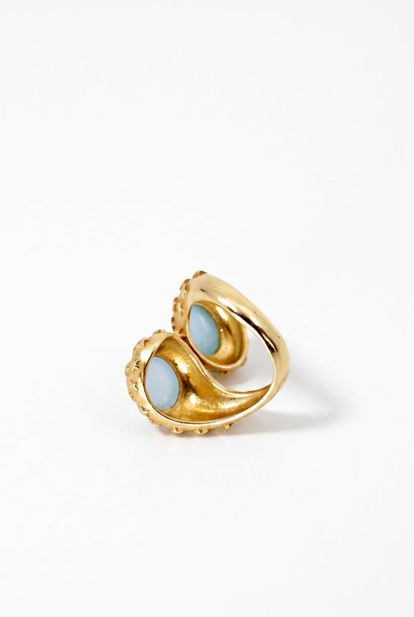 Aquamarine Cabochon Bypass Ring Star