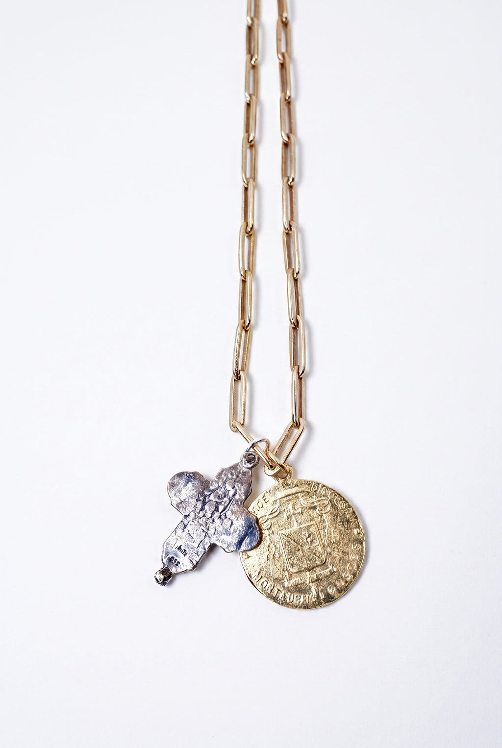 Gold Medal Tanzanite Paperclip Chain Silver Cross Ruby