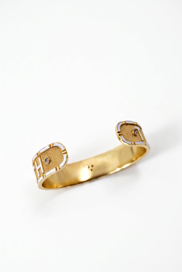 White Enamel Cuff Ruby Heart Bracelet Truth Faith