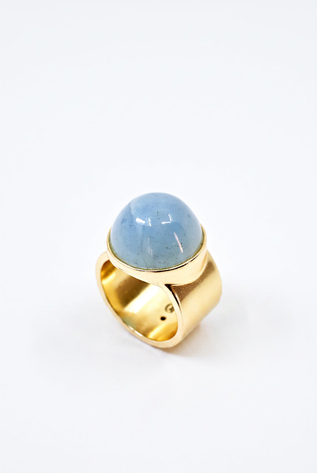High Dome Aquamarine Ring Cabochon Diamond Star