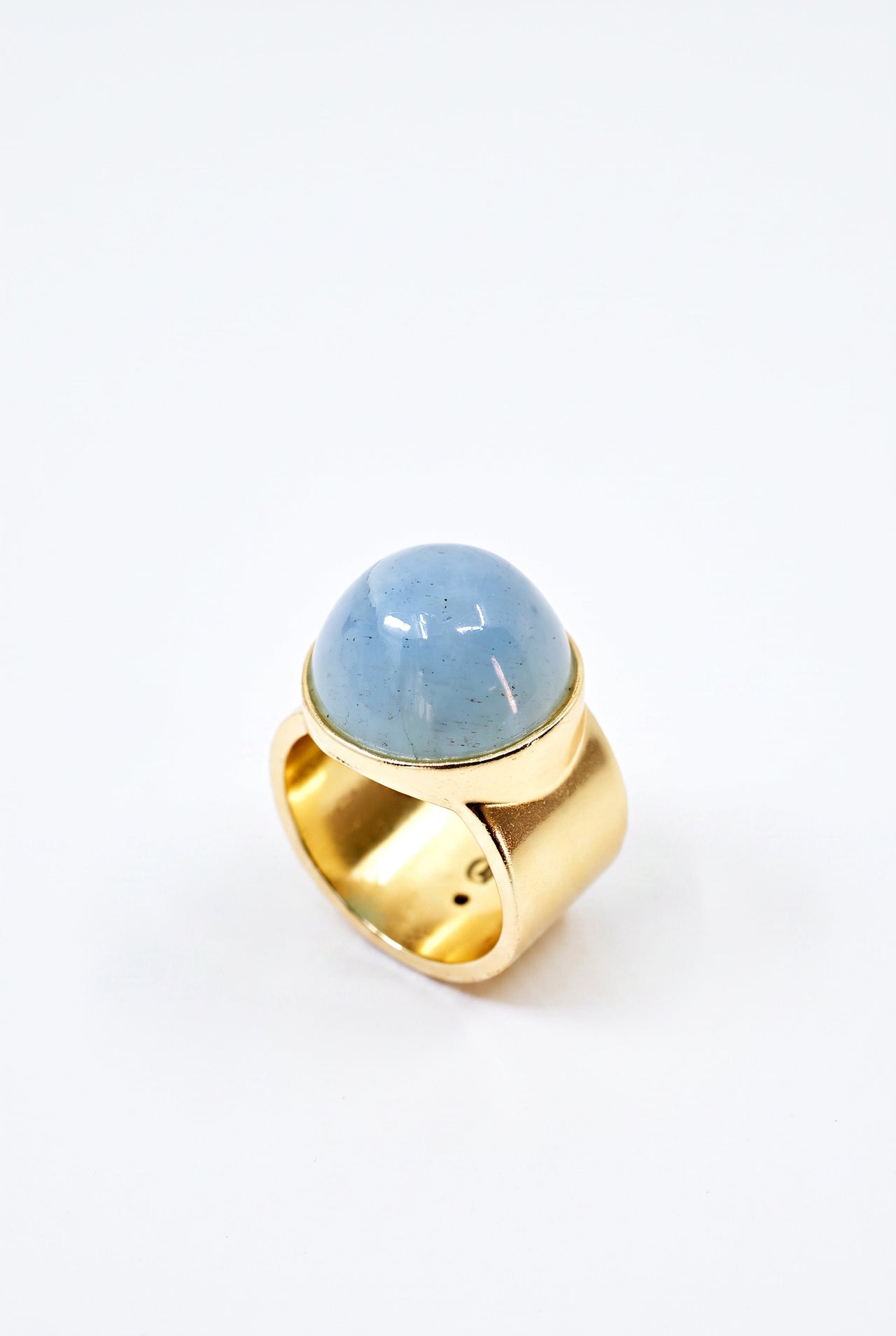 High Dome Aquamarine Ring Cabochon Diamond Star