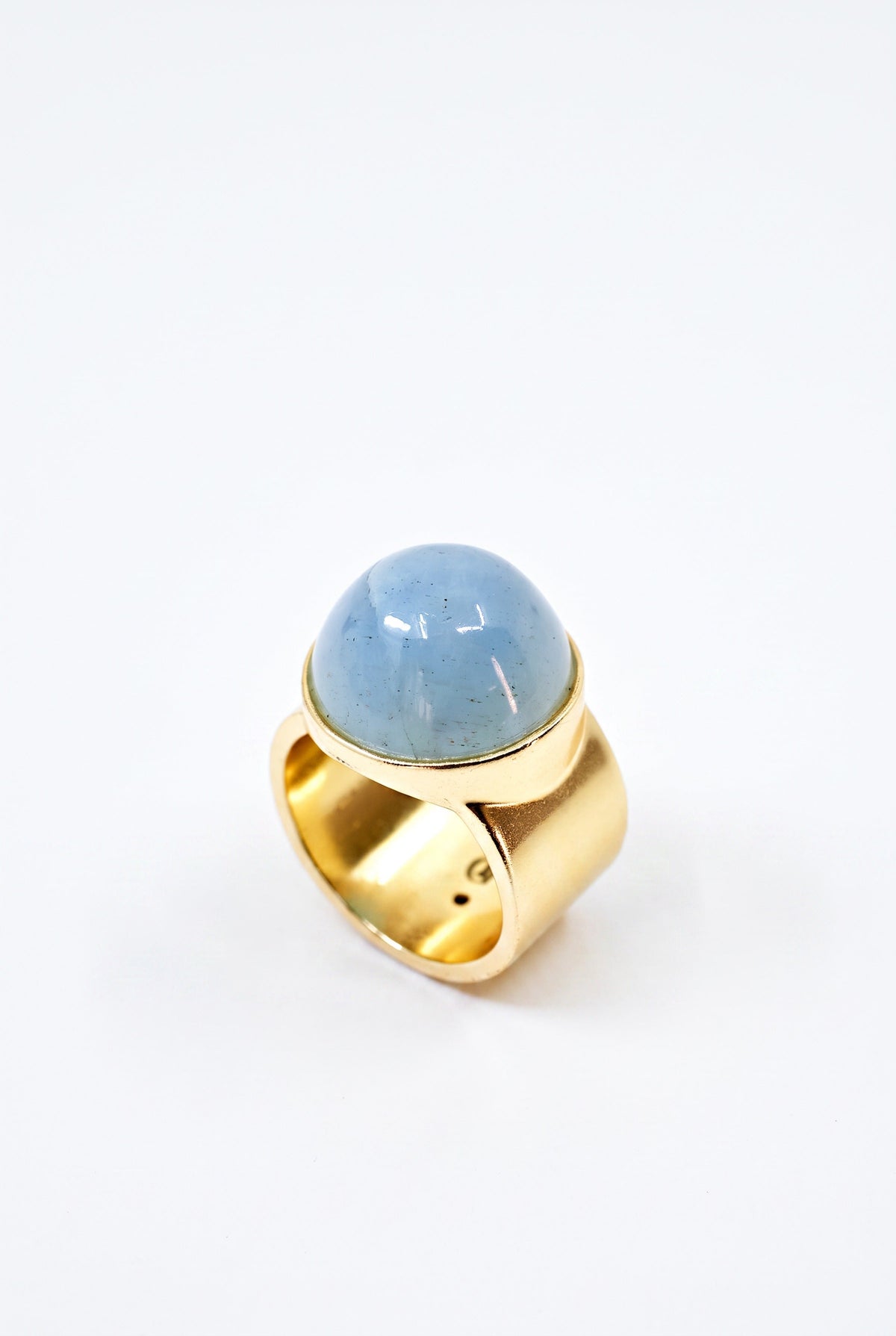 High Dome Aquamarine Ring Cabochon Diamond Star