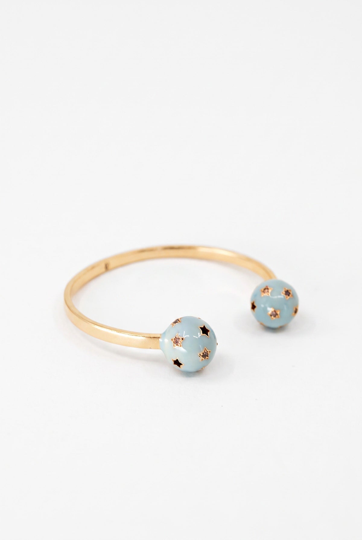 Star Orb Cuff Diamond Light Blue Enamel