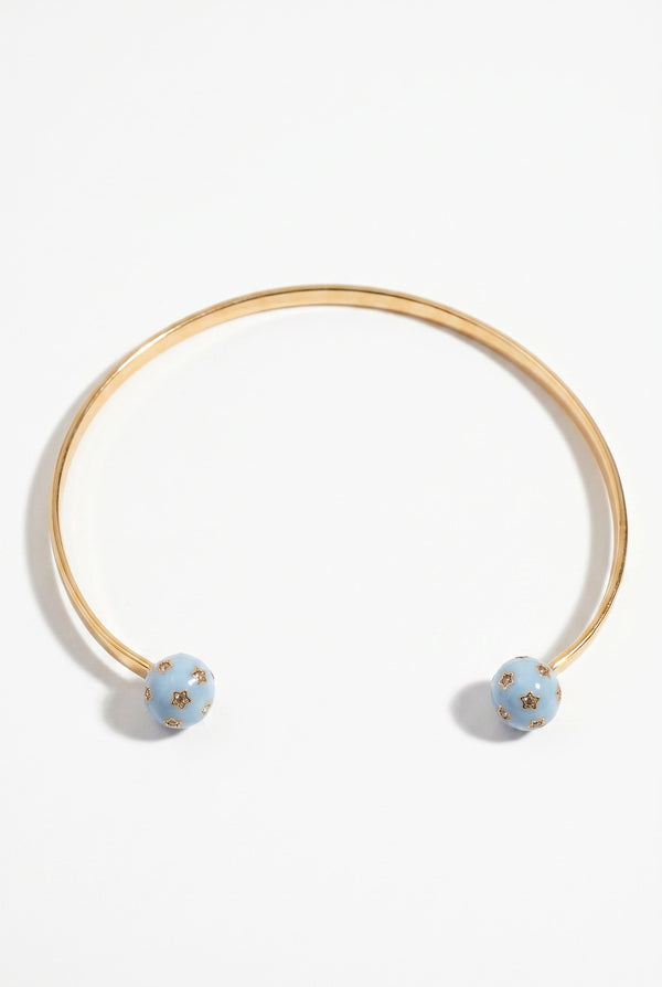 Celestial Choker Light Blue Enamel Necklace Diamond