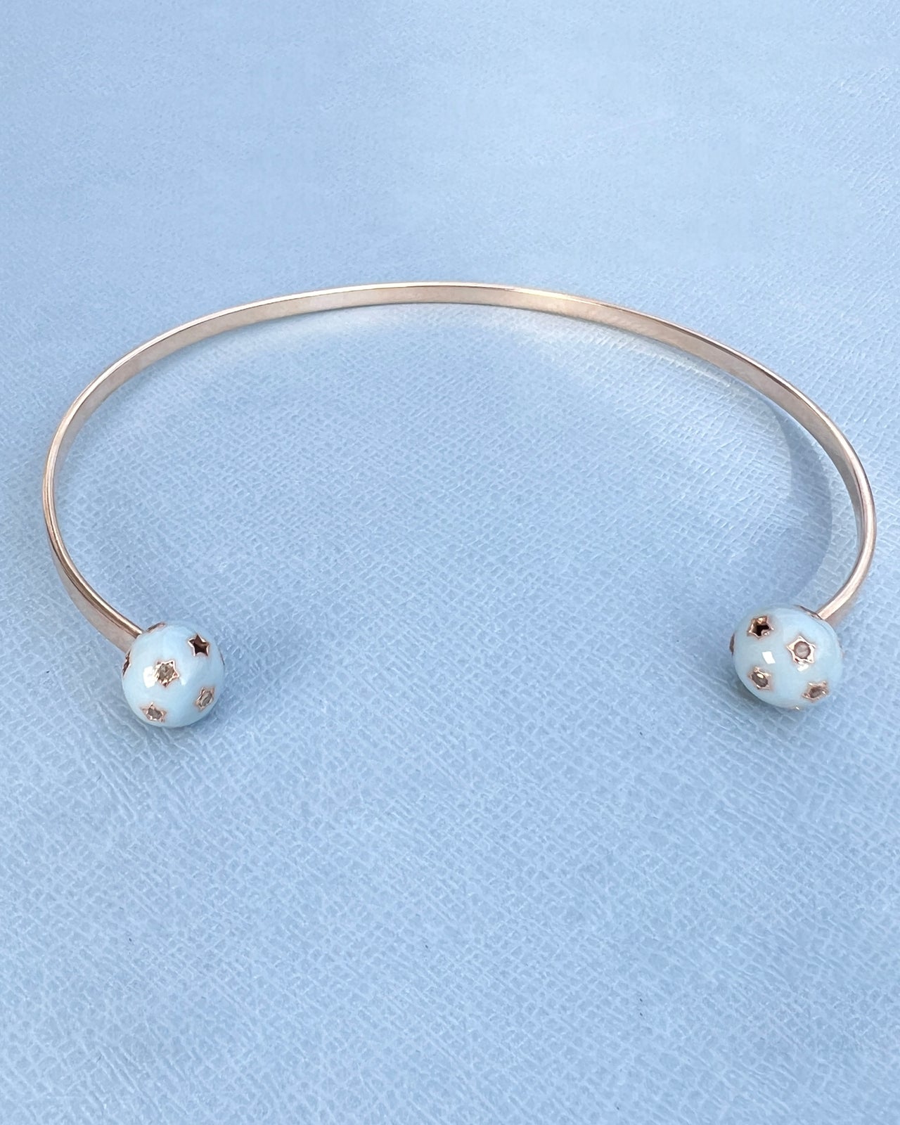 Choker Neck Bangle Necklace Diamond Light Blue Enamel