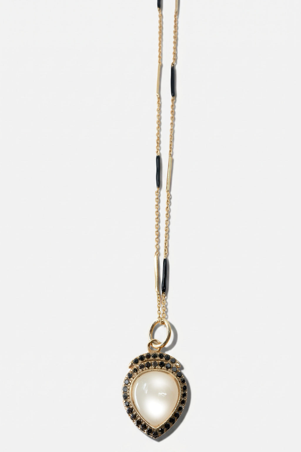 Moonstone Black Diamond Heart Necklace