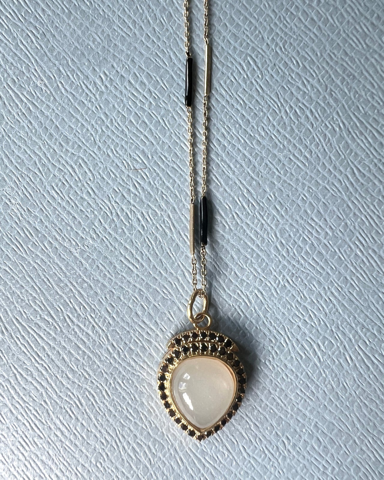 Black Diamond Moonstone Heart Necklace