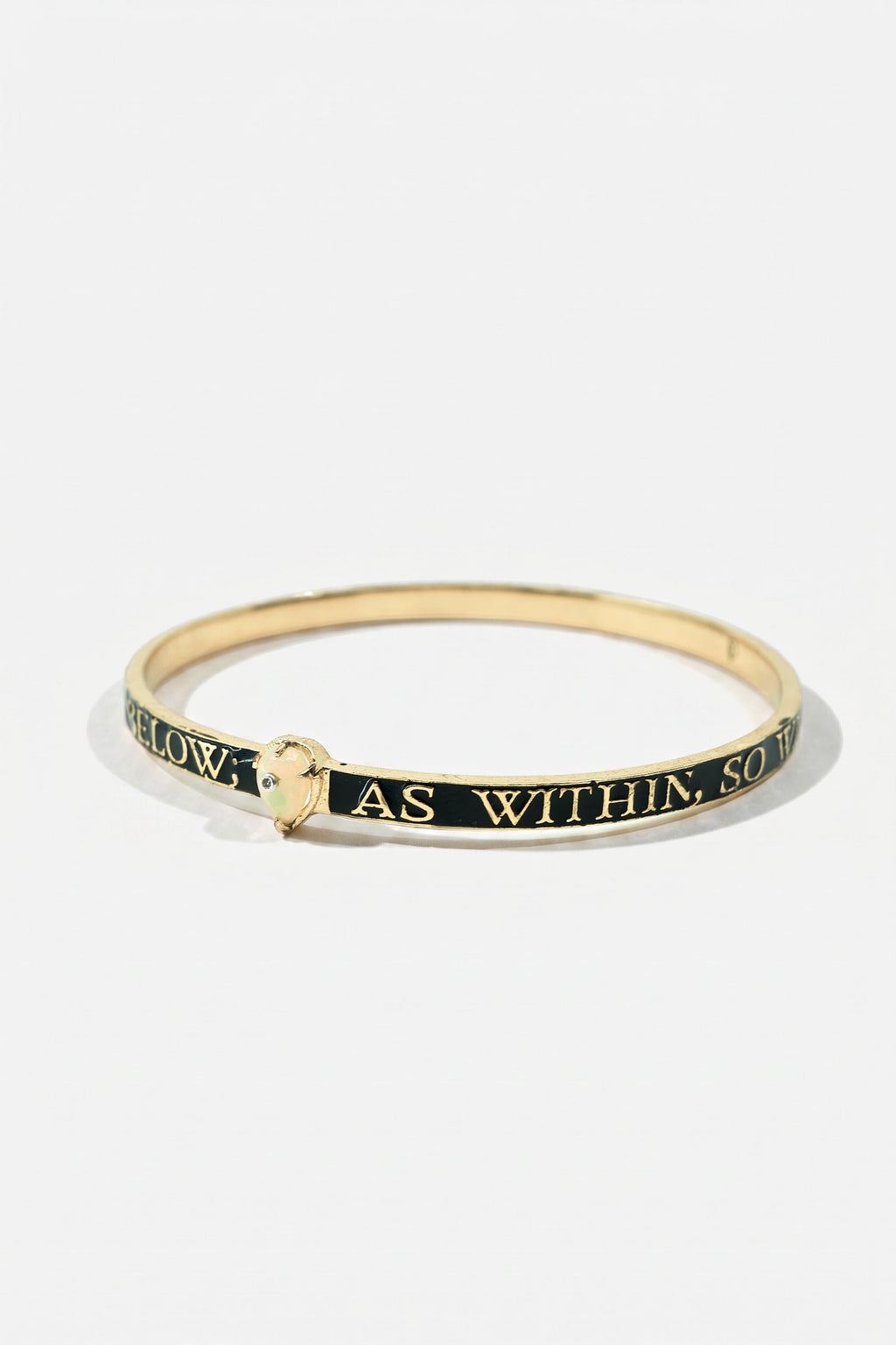 Opal Diamond Bangle Bracelet Black Enamel