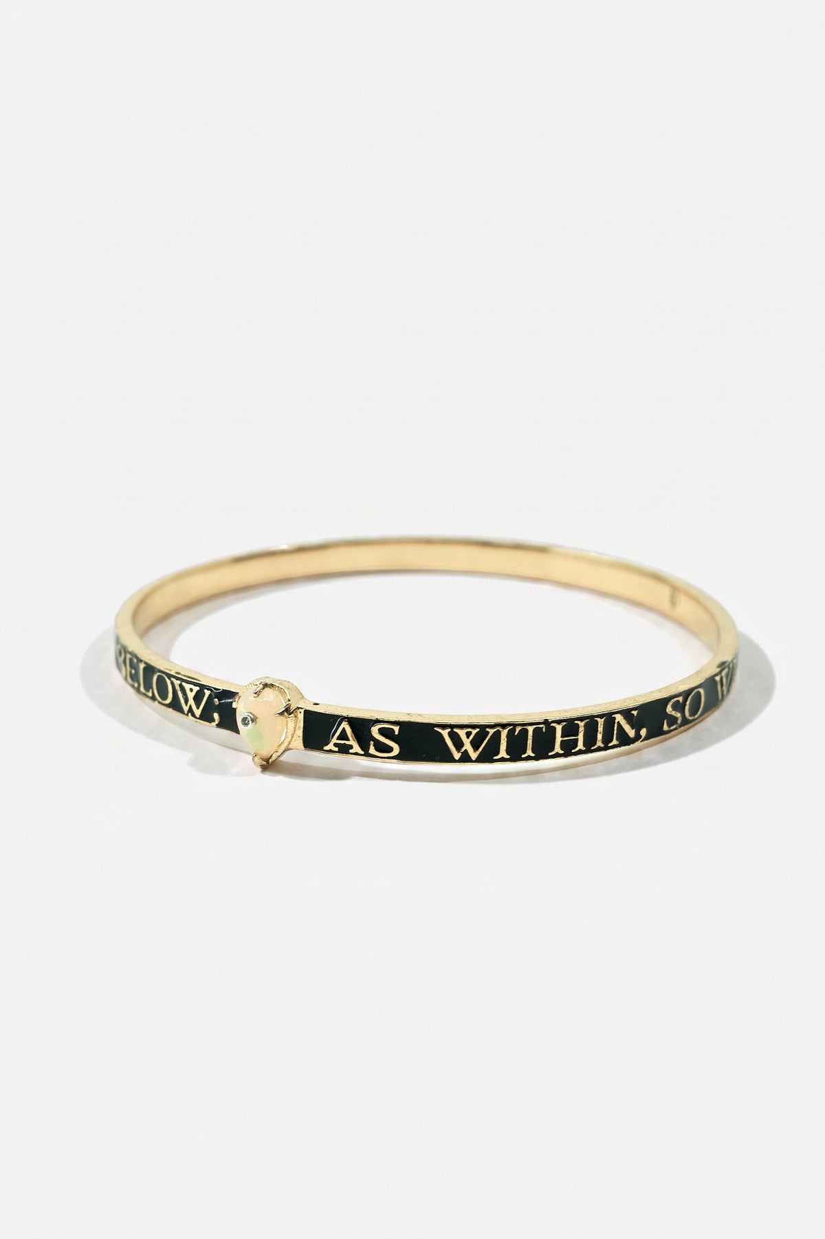 Opal Diamond Bangle Bracelet Black Enamel