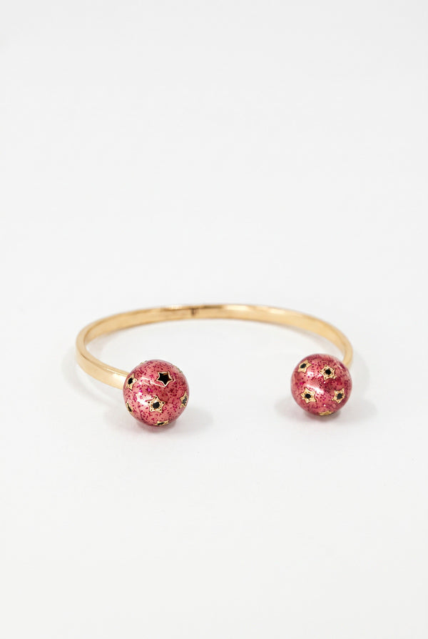 Star Orb Cuff Black Diamond Pink Peach Glitter Enamel