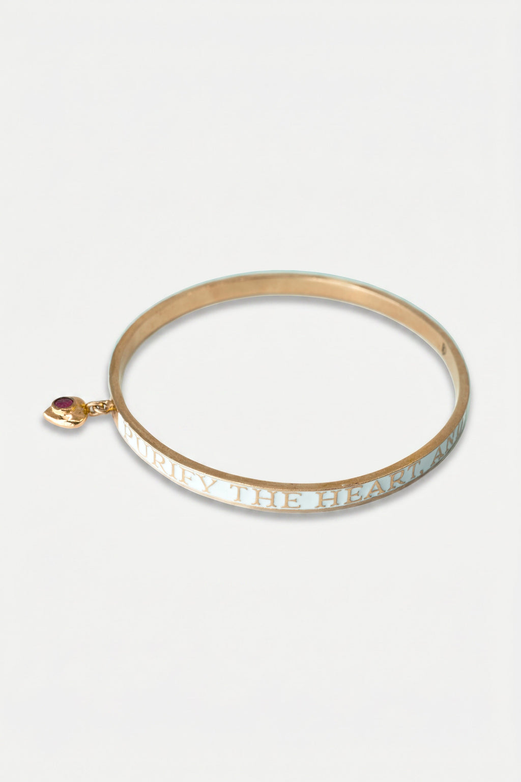 Heart Bangle Black Enamel Ruby Bracelet