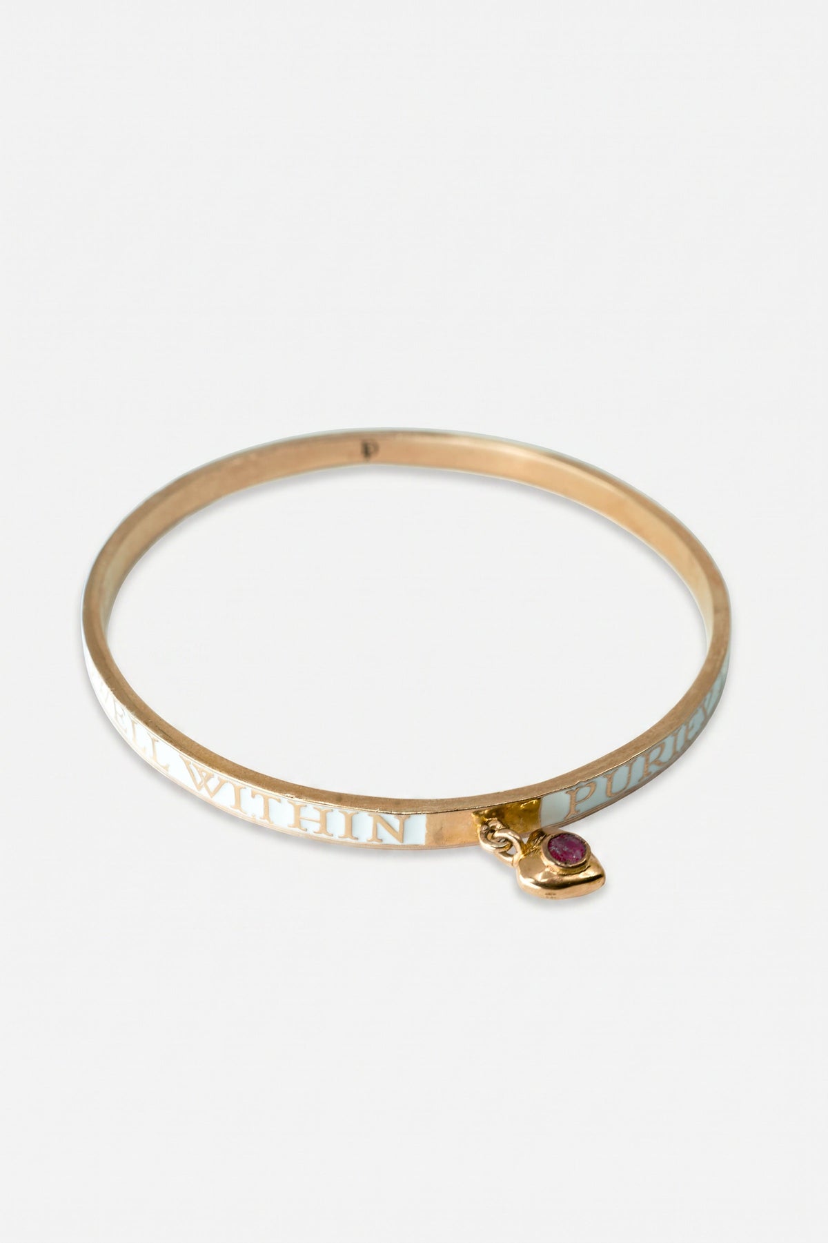 Heart Bangle Black Enamel Ruby Bracelet