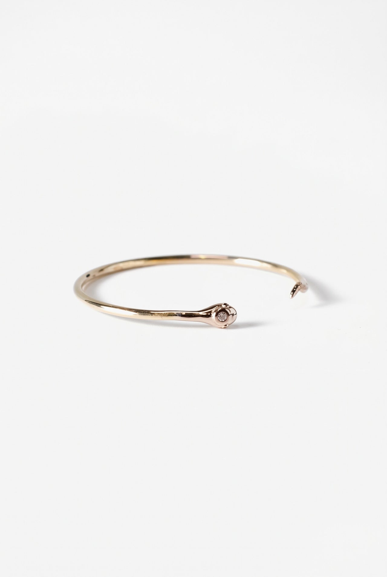 White Diamond Serpent Cuff Bracelet Gold Plated