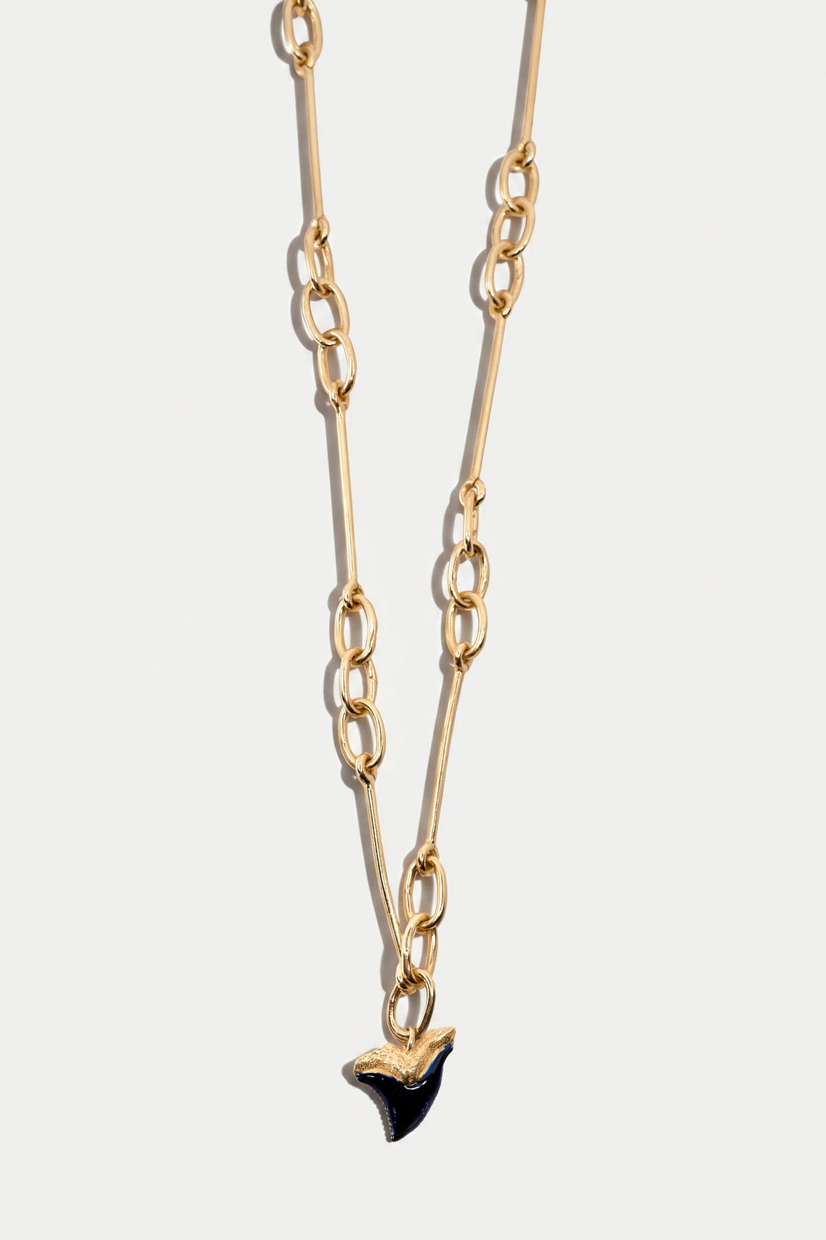 Shark Tooth Necklace Midnight Blue Enamel Pendant Gold Chain