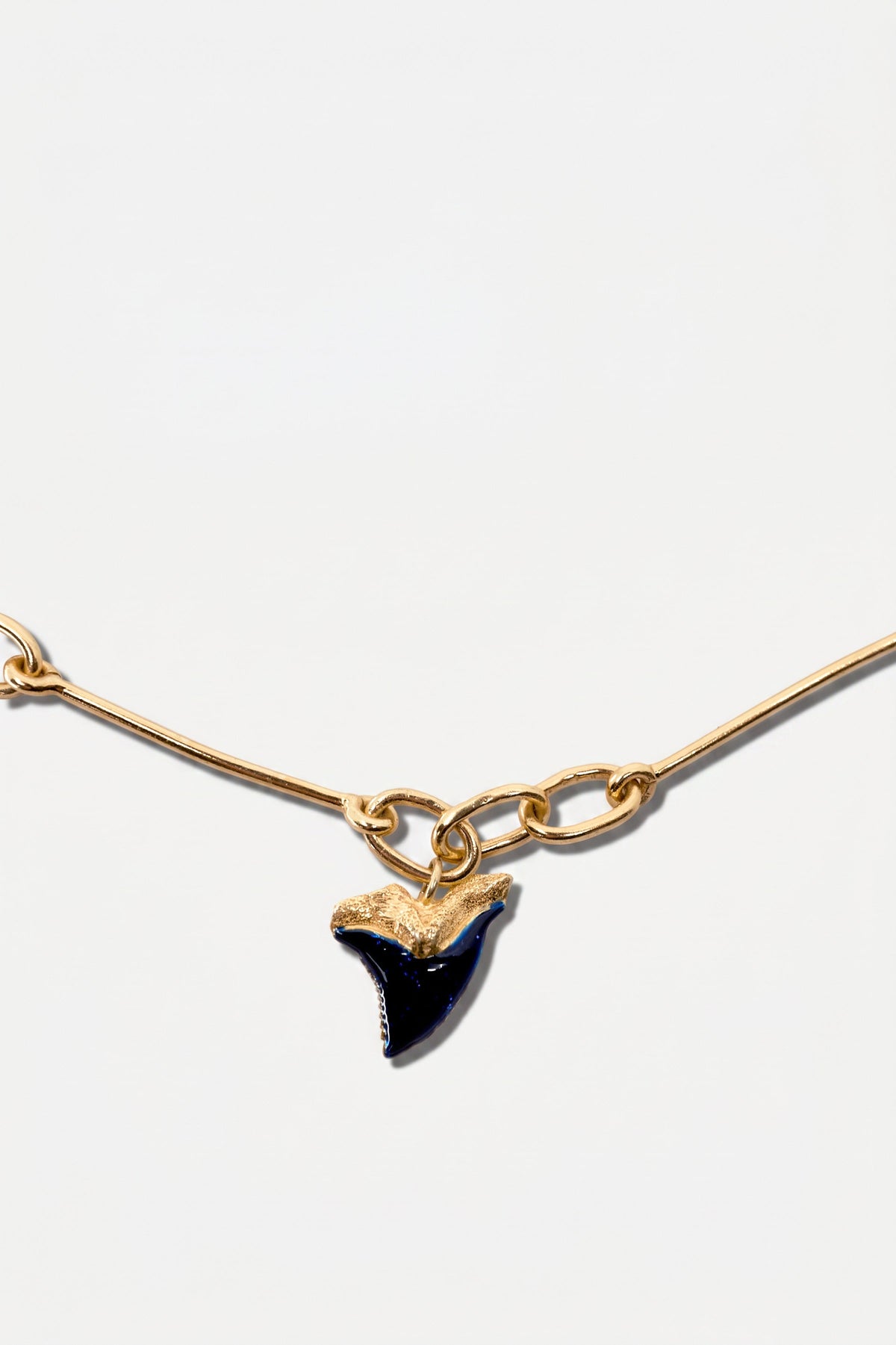 Shark Tooth Necklace Midnight Blue Enamel Pendant Gold Chain