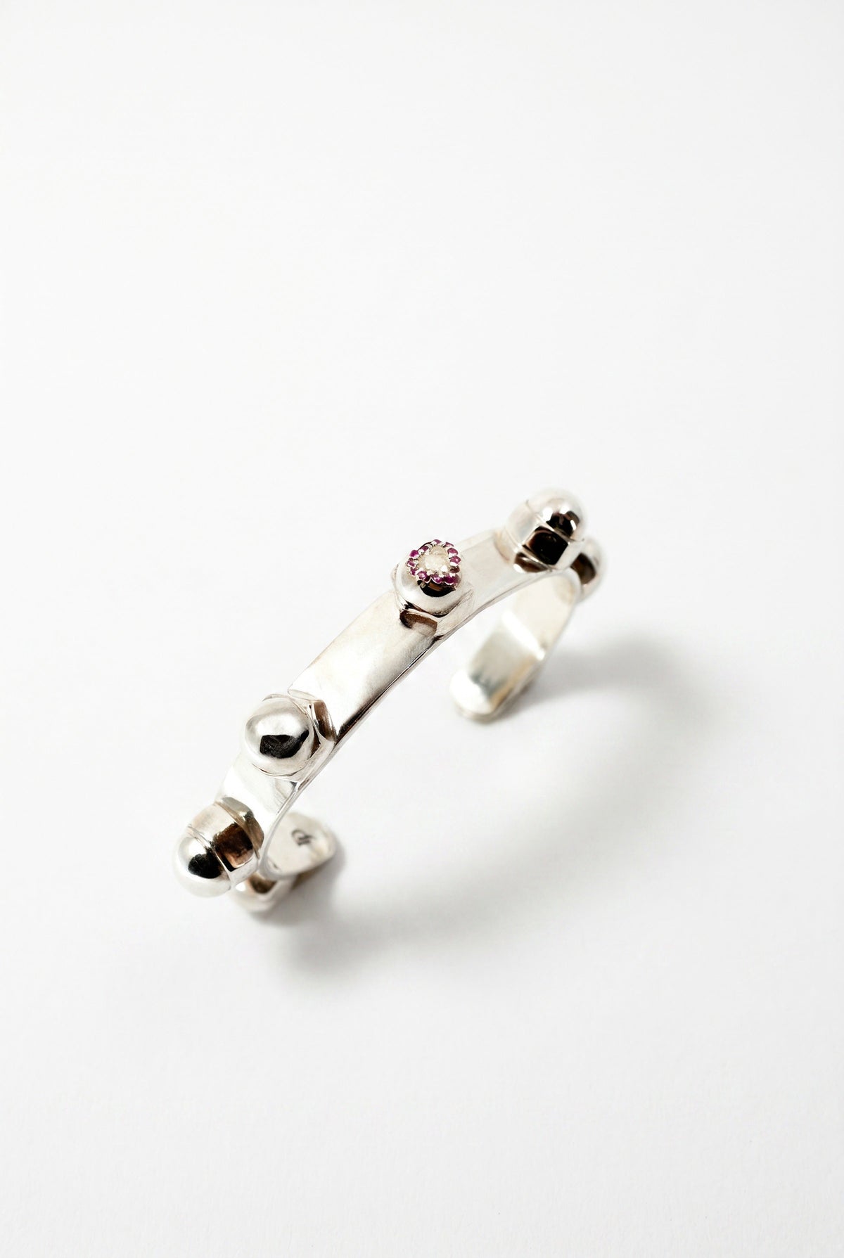 Black Diamond Cuff Stud Bracelet Silver