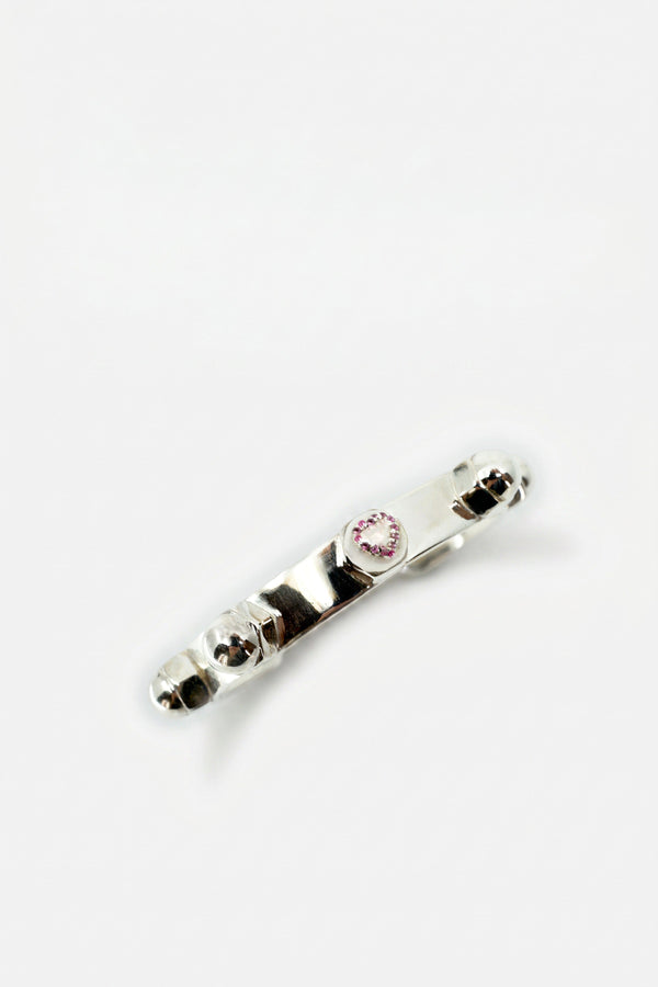 Pink Sapphire Cuff Heart Bracelet Silver