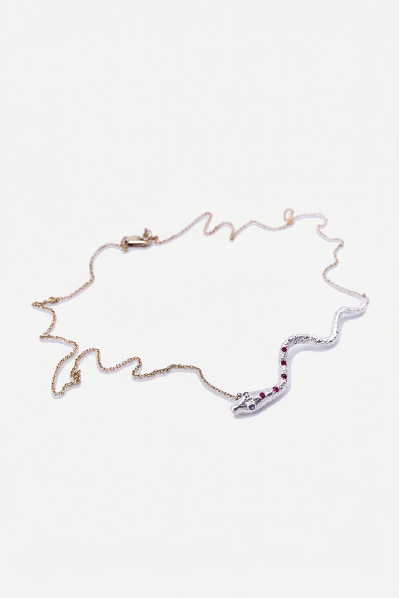 Snake Serpent Necklace  Tanzanite Ruby Silver