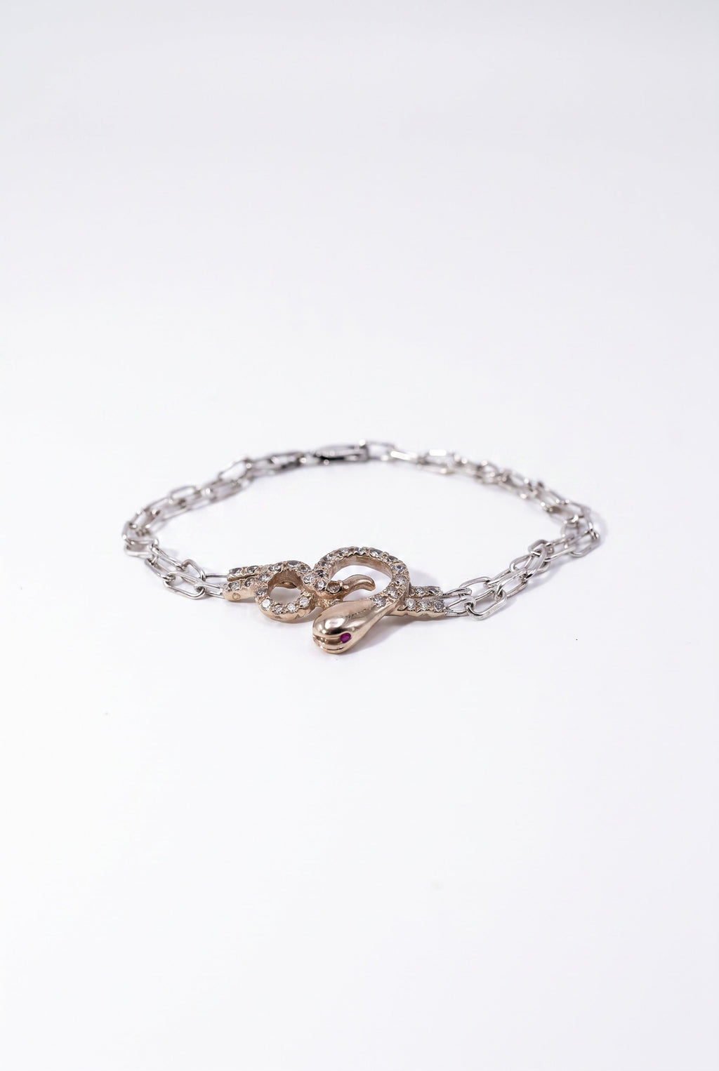 Diamond Snake Bracelet  Double Chain