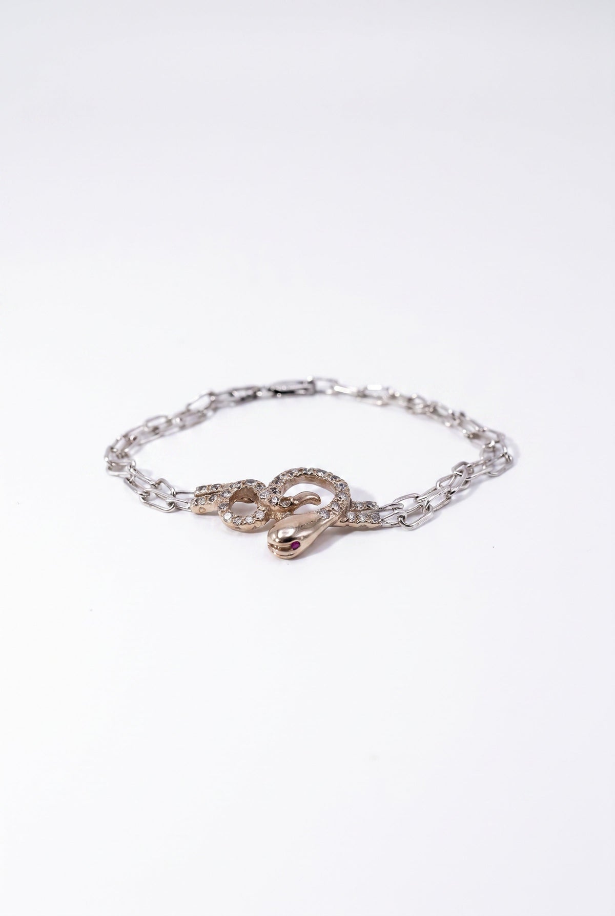 Diamond Snake Bracelet  Double Chain