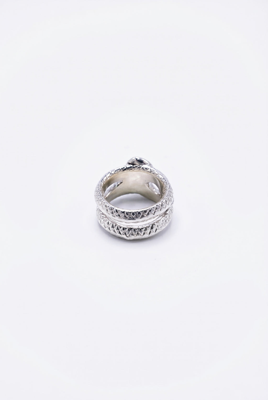 Diamond Snake Ring Double Band Silver