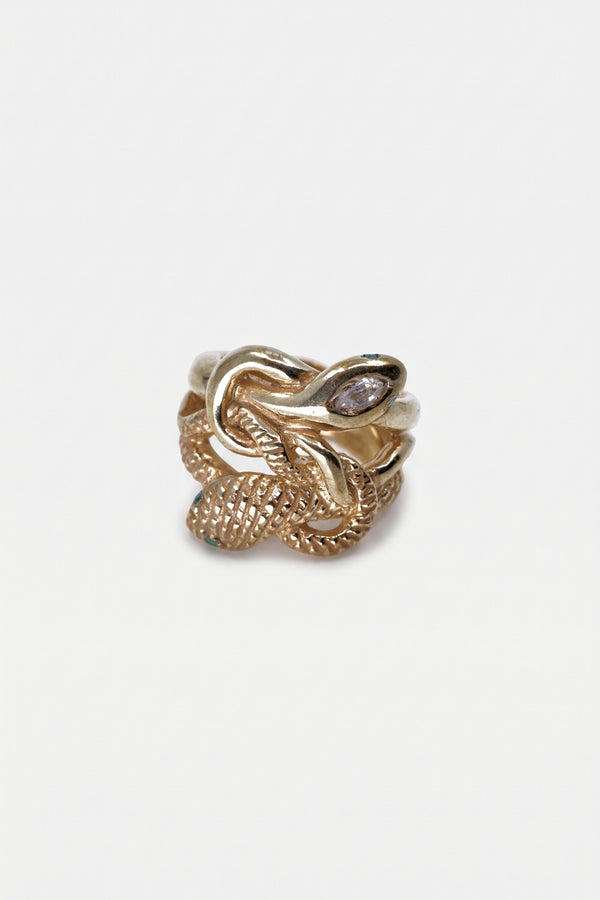 Snake Ring Topaz Emerald Ruby