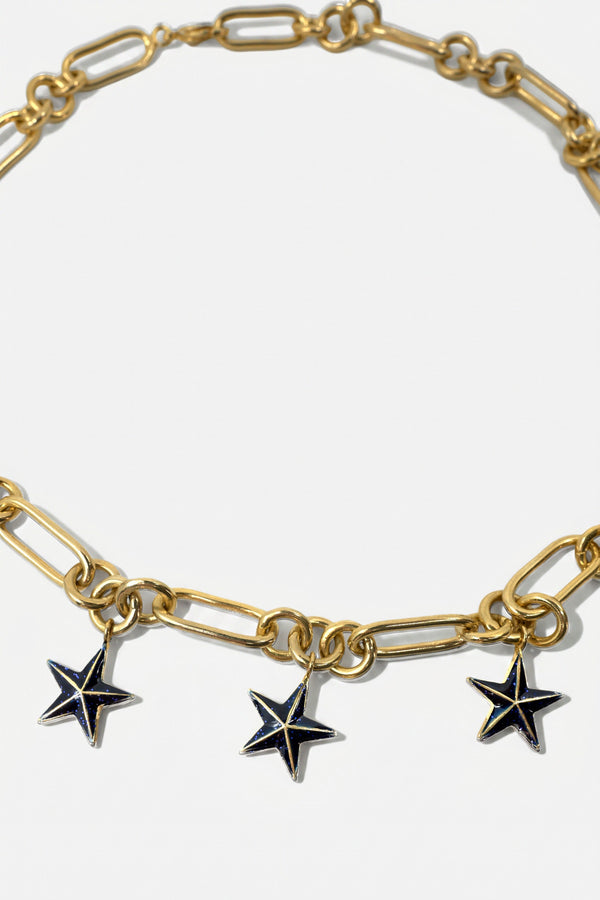 Star Charm Choker Necklace Midnight Blue Enamel