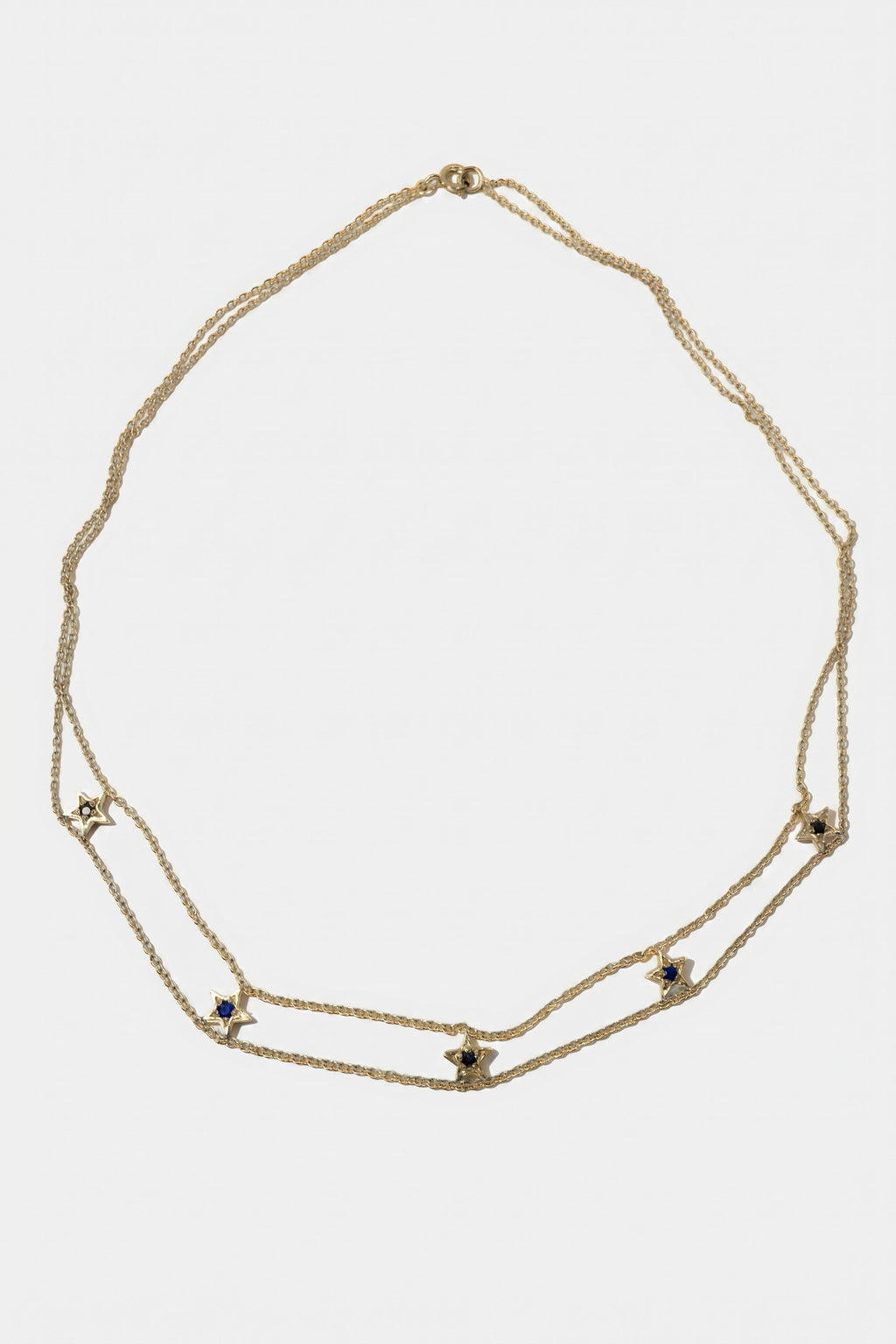 Gold Star Choker Necklace Black Diamond Blue Sapphire