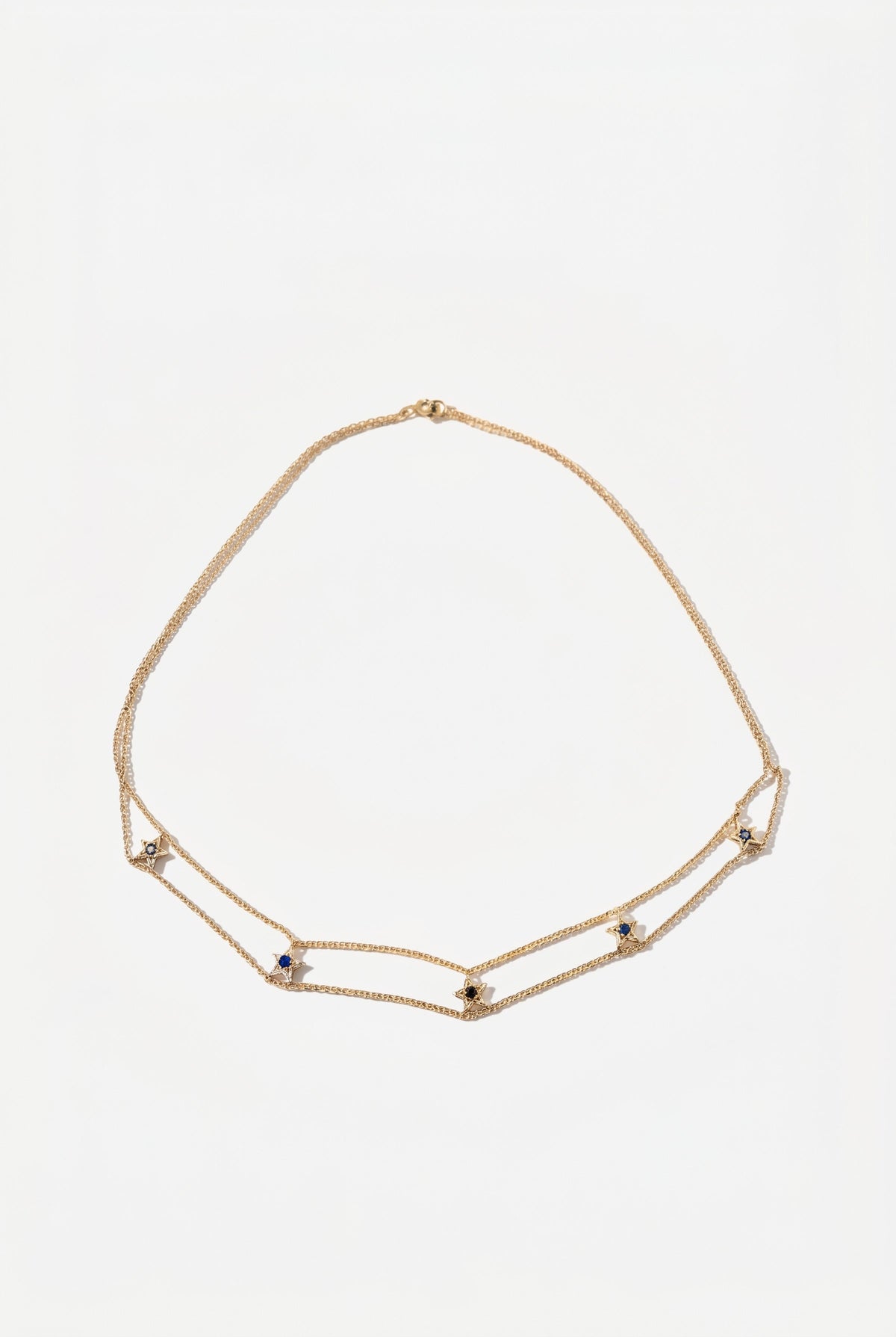 Gold Star Choker Necklace Black Diamond Blue Sapphire