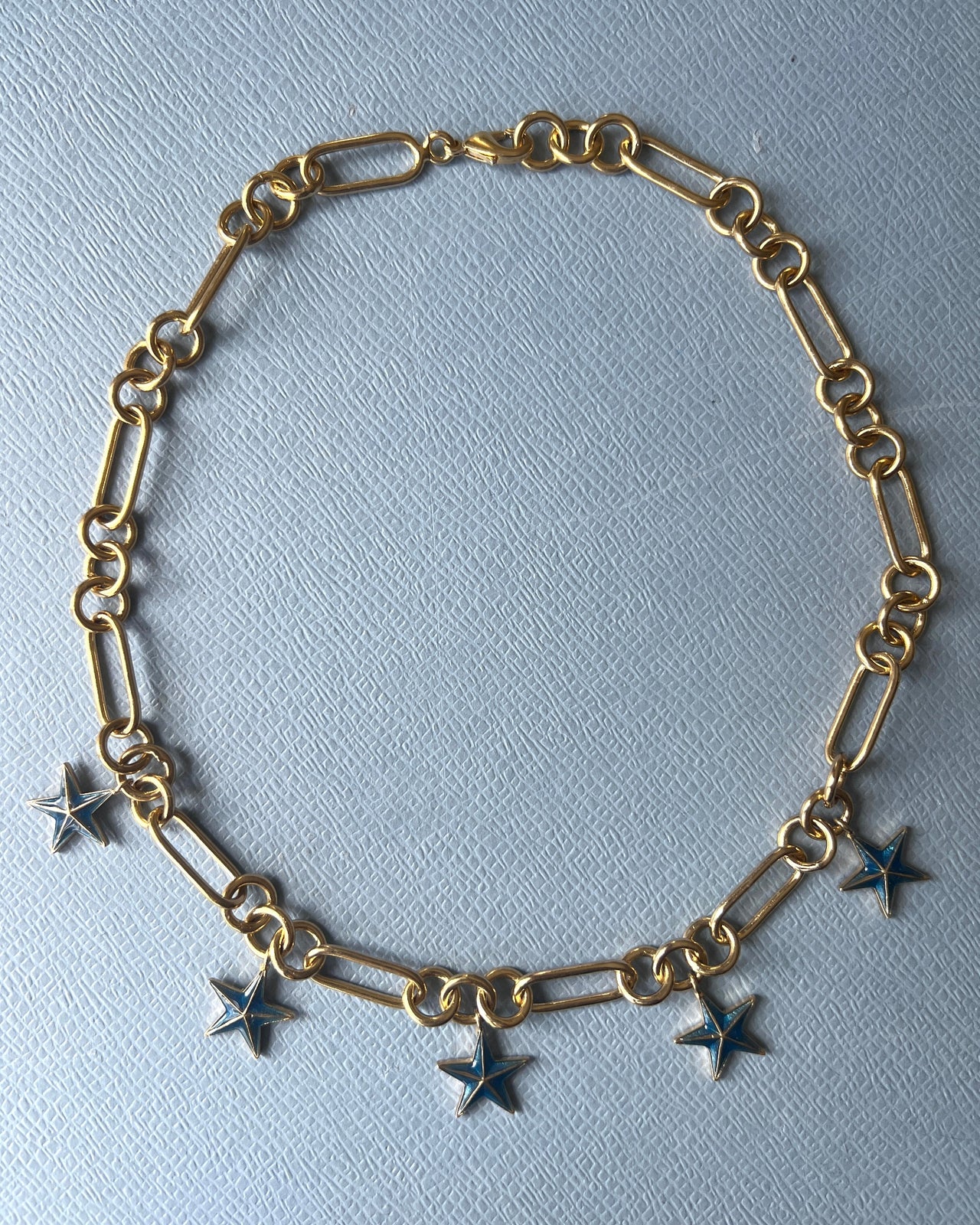 Star Charm Choker Necklace with Blue Stars