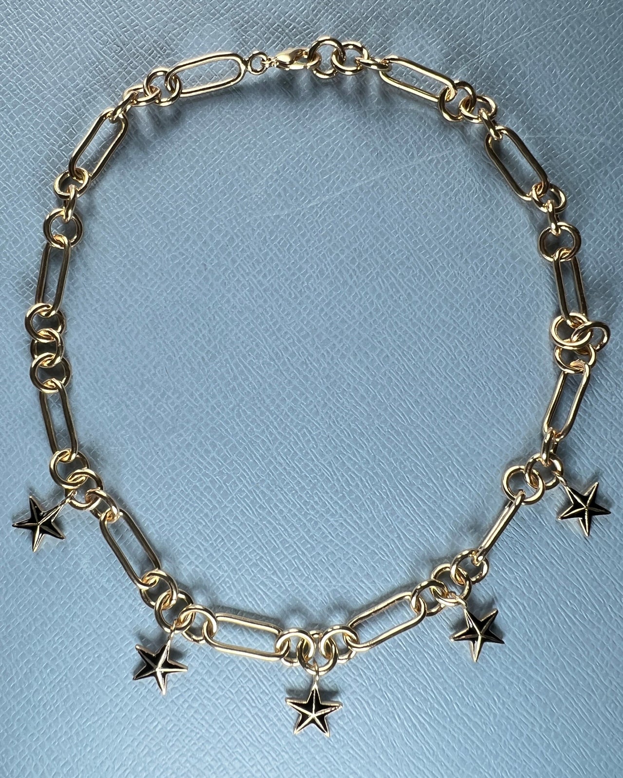 Star Charm Choker Necklace with Black Enamel