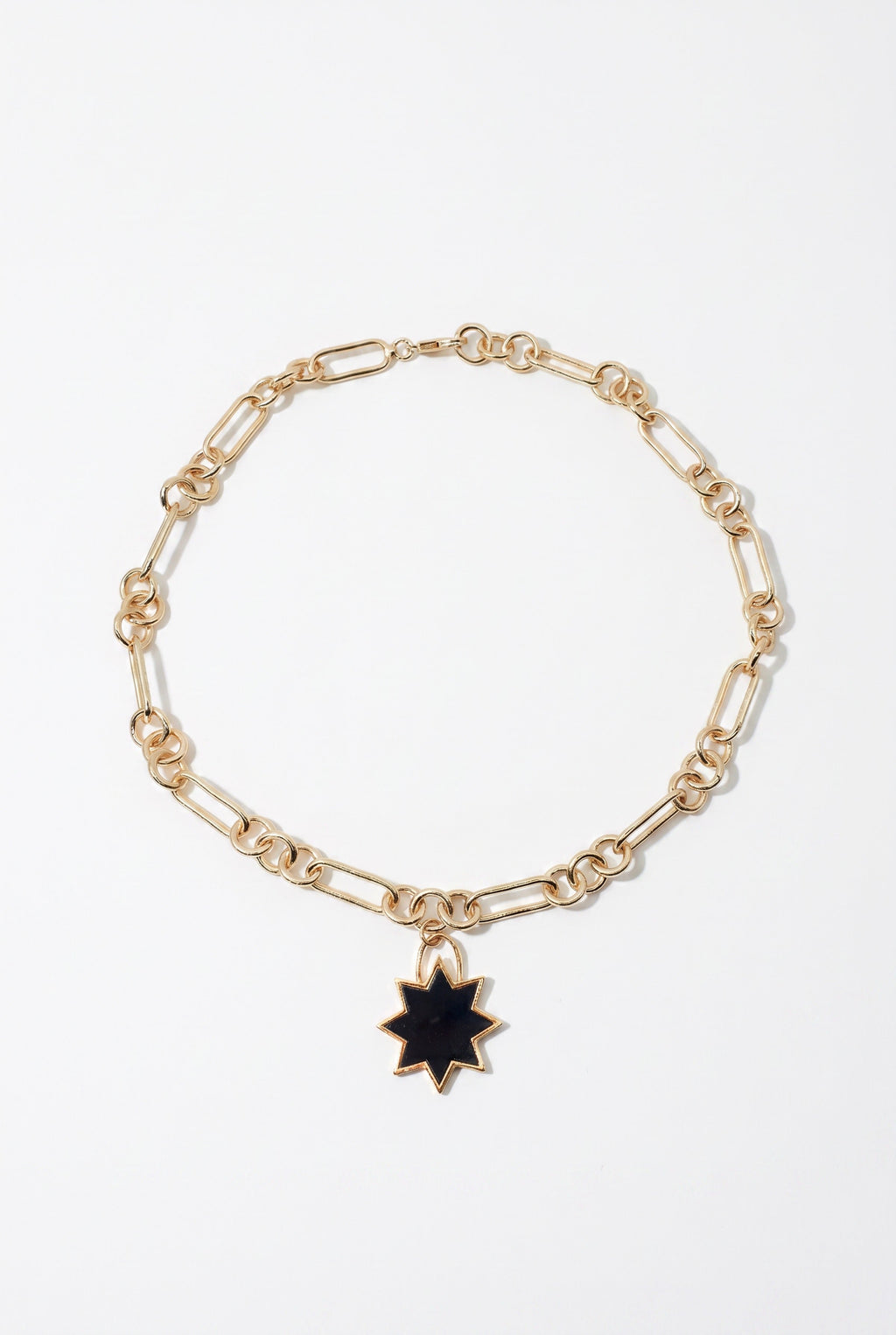 Star Choker Necklace Black Onyx Gold