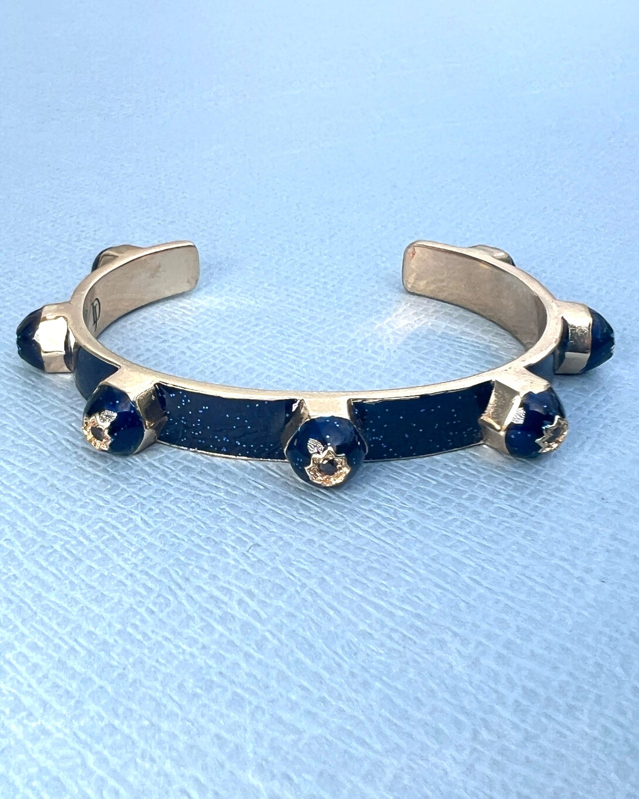 Black Diamond Stud Bangle Blue Enamel