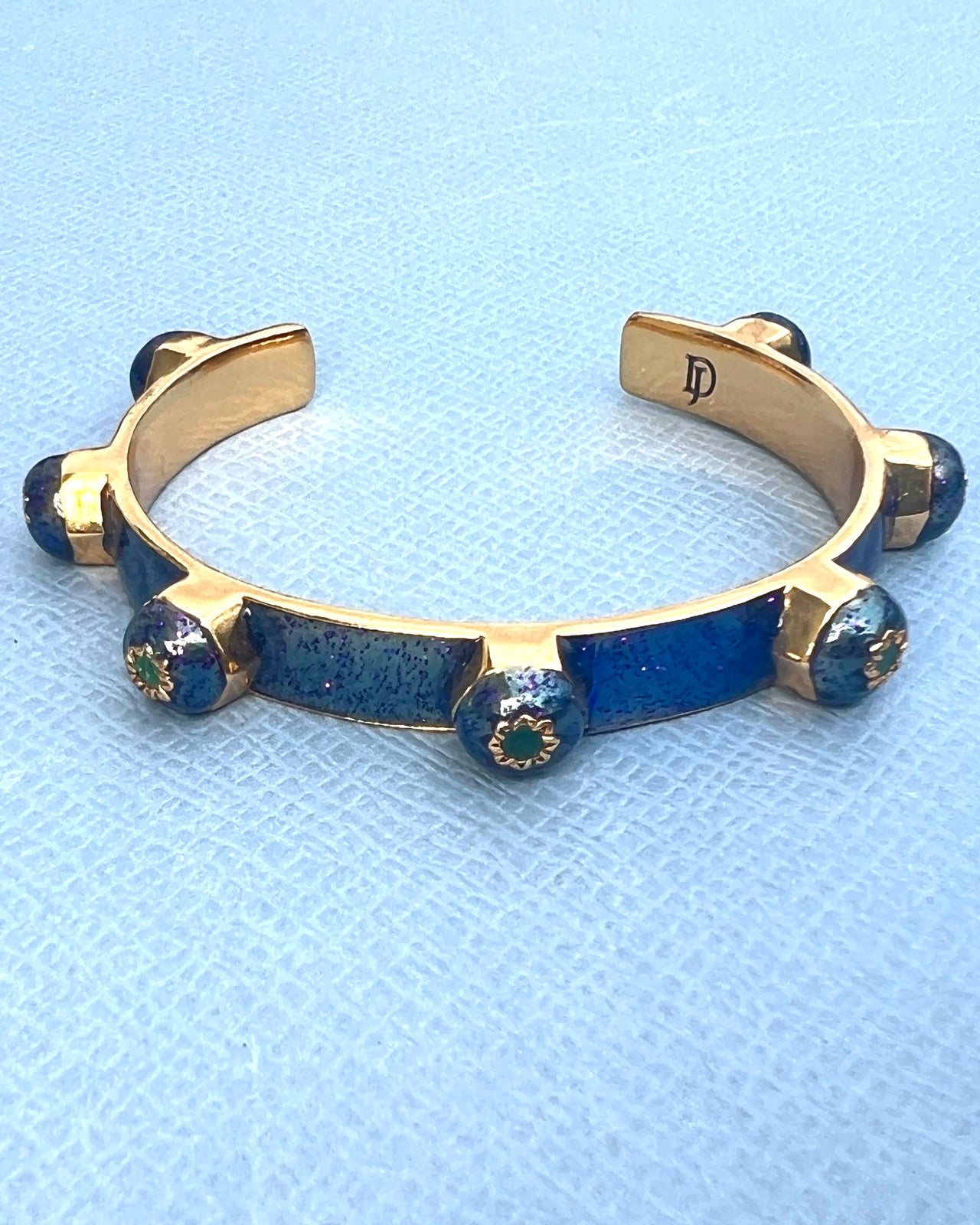 Emerald Stud Bangle Light Blue Enamel