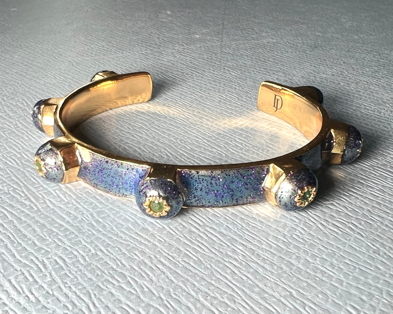 Emerald Stud Bangle Light Blue Enamel