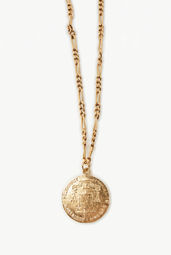 Tanzanite Gold Medal Necklace Figaro Chain