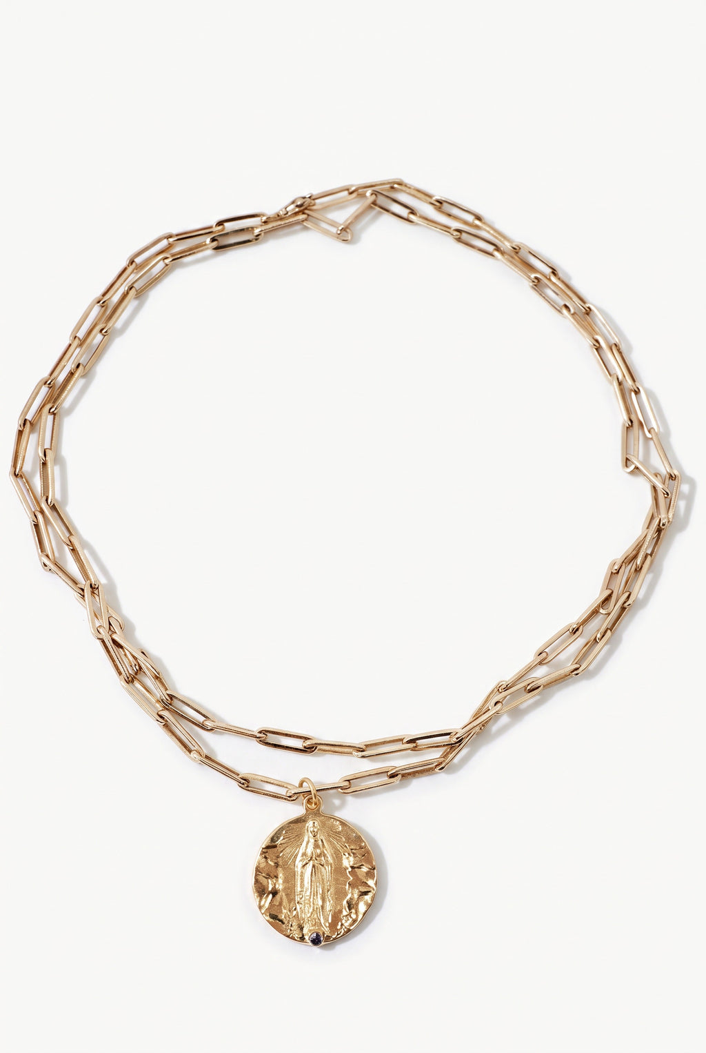 Gold Medal Tanzanite Necklace Paperclip Chain