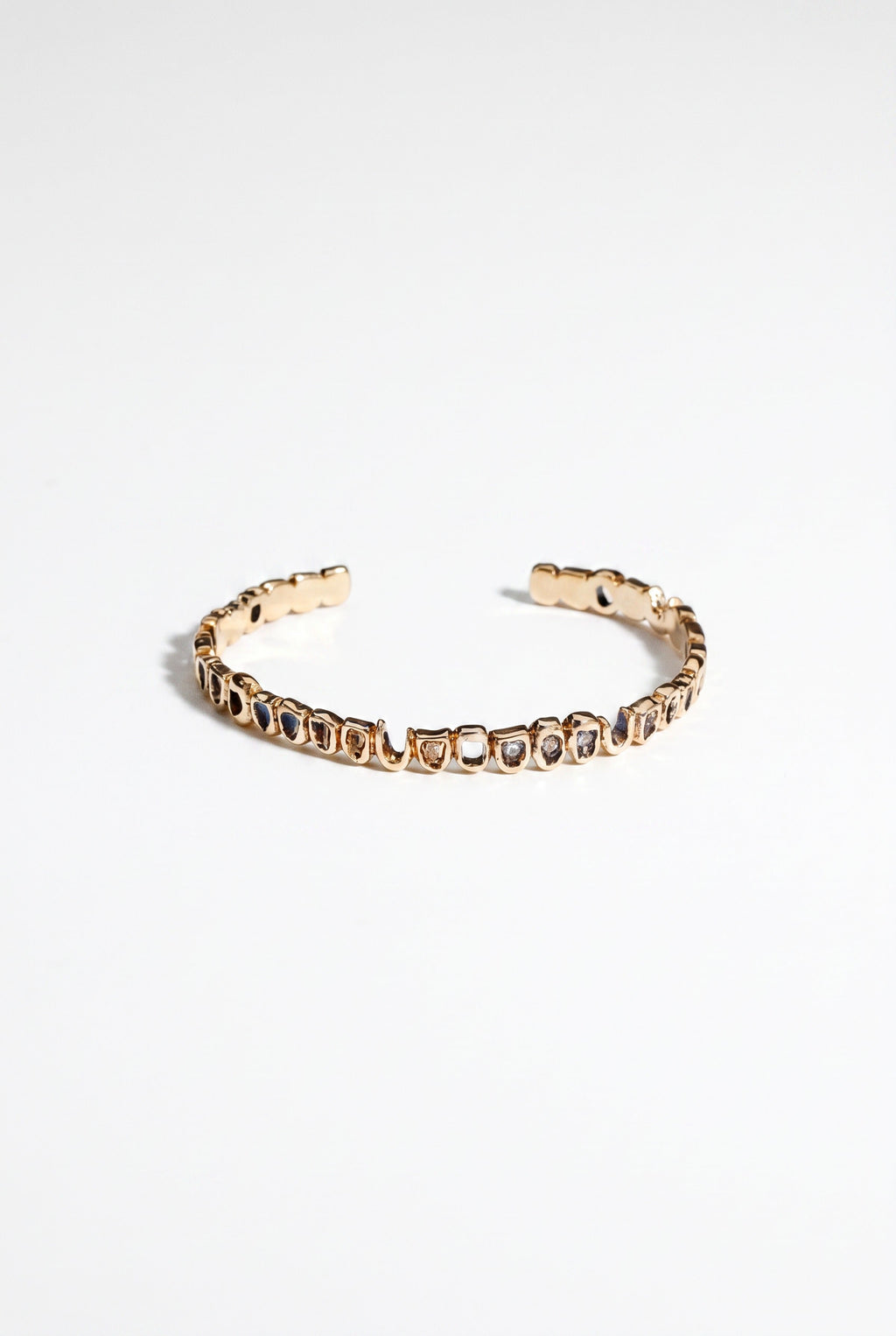 Teeth Cuff Bracelet White Diamond Gold Sculptural