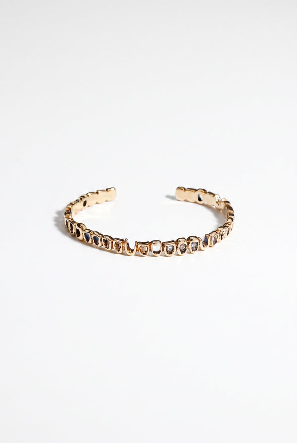 Teeth Cuff Bracelet White Diamond Gold Sculptural