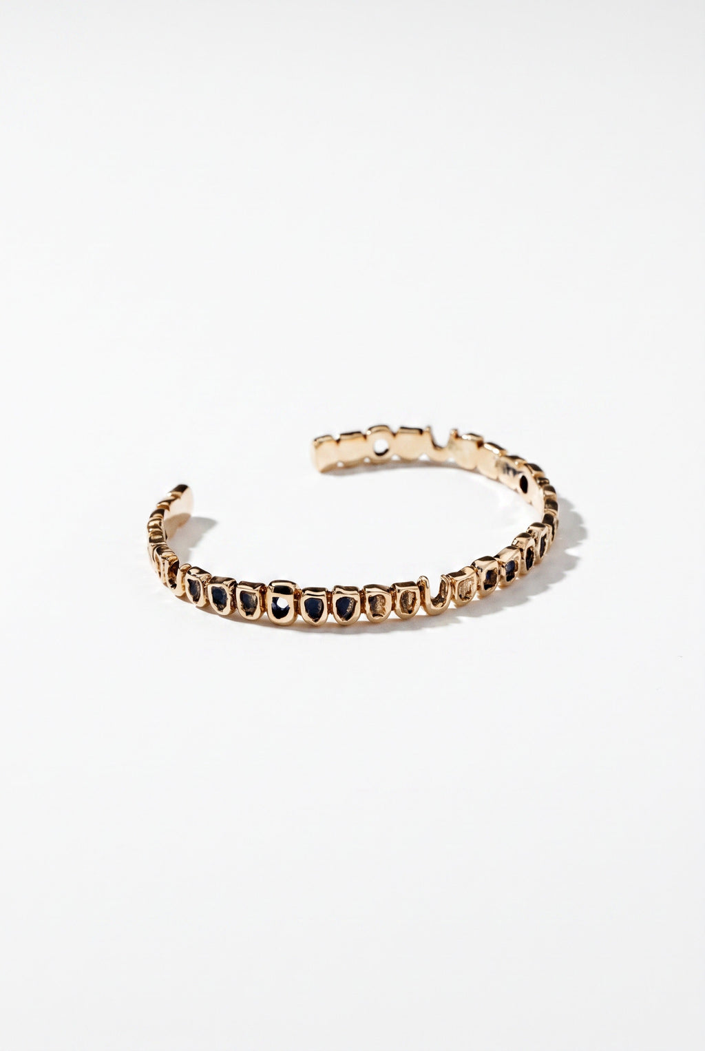 Teeth Cuff Bracelet White Diamond Gold Sculptural